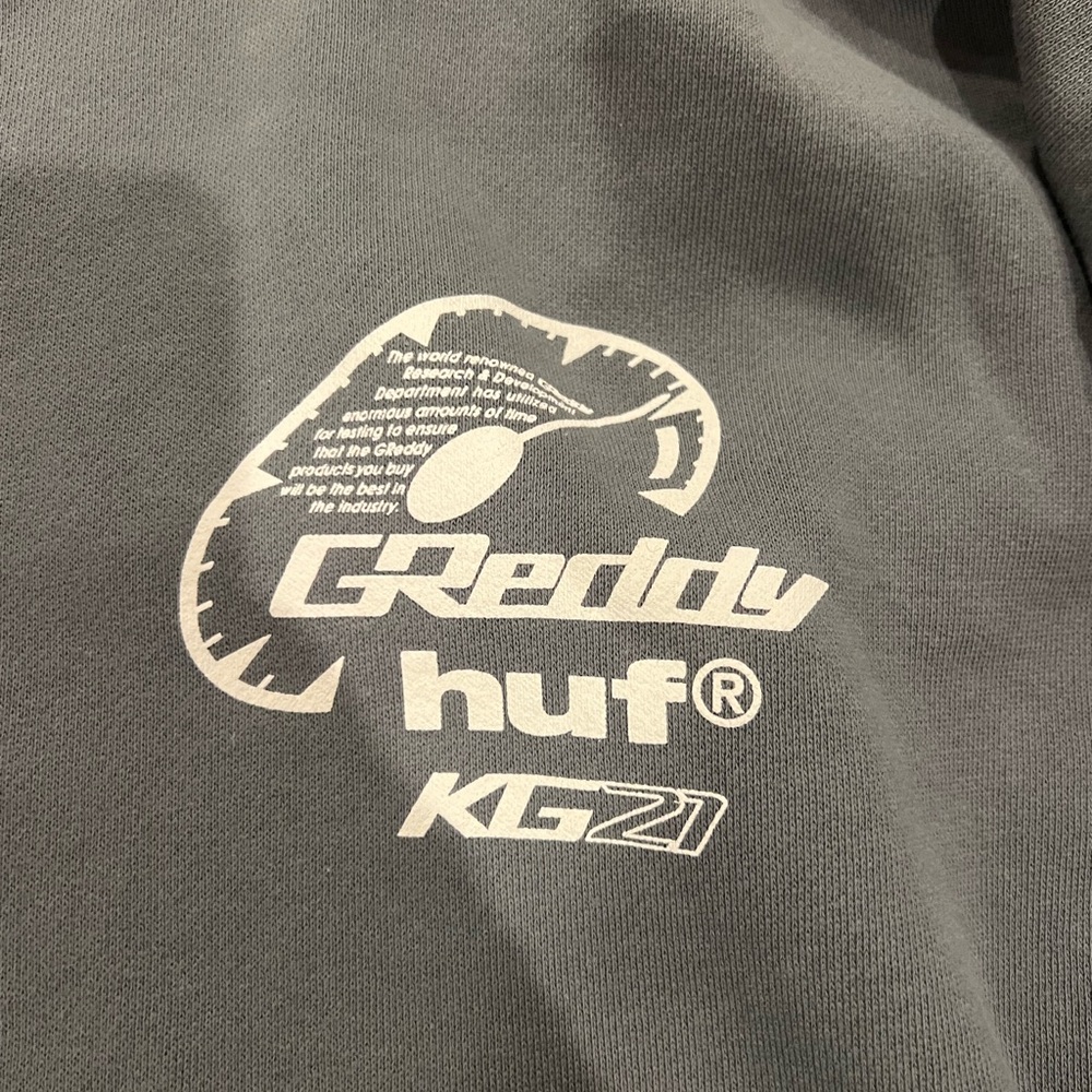 Gray Greddy Hoodie With Logo View 2